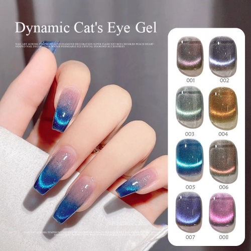 1bottle Dream Dynamic Crystal Ice Cat Eye Gel Nail Variation Light Therapy Nail Gel Glue Professional Shiny Nail Art 