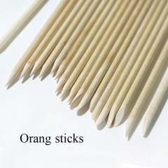 100pcs/bag Professional Cuticle Pusher Remover Tool Nail Art Orange Wood Stick Double Head Rhinestones Picker