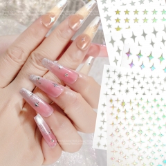 1 Pcs New 3D Waterproof Designers Nail White Star Nail Enhancement Sticker Light Thin Tough Nail Polish Decall Art Stickers