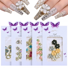 1bag Diamond Alloy Accessories Cute Cartoon Rabbit Tulip DIY Butterfly Nail Rhinestone Diamond Pearl Alloy Zircon Nail Art Decoration