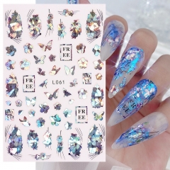 1Pcs 3D Decals Self-adhesive Design Stickers For Nails Laser Color Flowers Butterfly Stickers For Nail Art Decoration