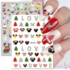 1Pcs Christmas Cute Mickey Nail Sticker Nail Art Decoration Christmas Nail Sticker Snowflake Elk Bells Decal Slider For Manicure Decoration