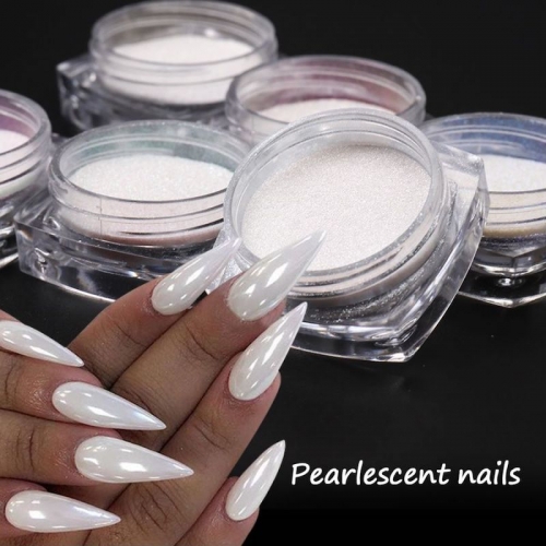 1jar Moonlight Pearl Nail Powder Shimmer Mirror White Chrome Nail Pigment Rub Mermaid Glitter Dust Polish For Manicure