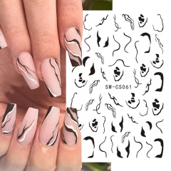 1Pcs Silver Gold Lines Stripgilding Irregular Line  Nail Sticker Nail Art  Stickers