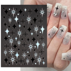 1Pcs  Nail Stickers Decals Four-pointed Star Sun Laser Gold Sliders Polish Adhesive Foils Nail Art Decorations 