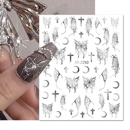 1Pcs Butterfly Nail Templates  Laser Hot Gold And Silver Stamping Stencil Nail Enhancement Sticker