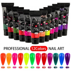 15ml 12pcs/set Luminous Custom Neon Jelly Quick Building Extend Nail Art Poly Crystal Gel