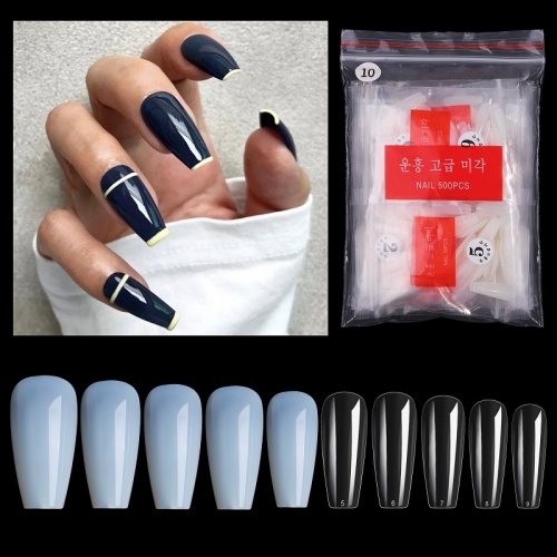 500Pcs/Pack Fake Nails Art Transparent Natural Color Pastes Full Nail  False Short Rounded Square Manicure Tools