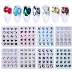 1box Nail Art Rhinestones Multi Color Nail Decorations Mixed Size Crystal Gems Nail Art Rhinestone