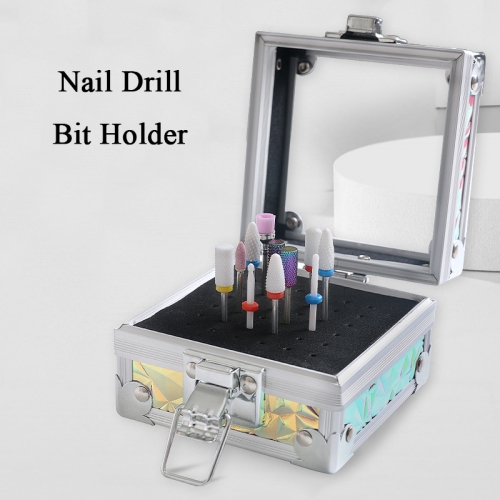 1Pcs 30/40/50 Holes Aluminum Custom Grinding Head Nail Art Holder Nail Drill Bits Holder Storage Boxes