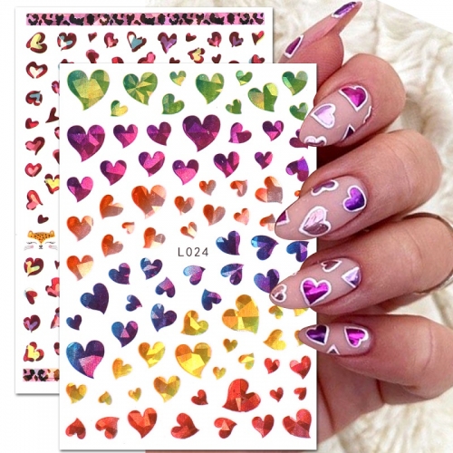 1Pcs 3D Colorful Nail Art Laser Love Heart Animals Nail Stickers Nail Decal Designs Manicure Nail Decoration 