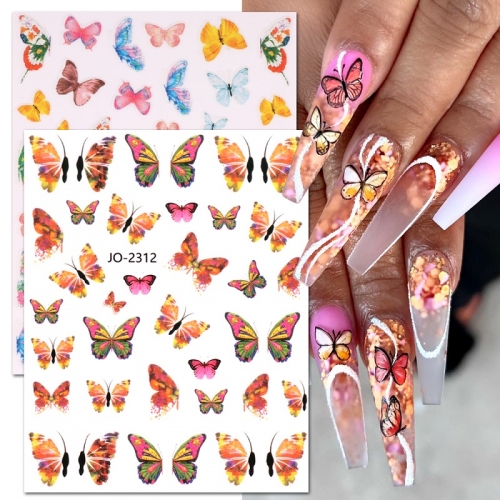 1 Pcs 3D Nail Care Decals Sticker Spring Butterfly Elegant Color Butterfly Nail Art Decoration