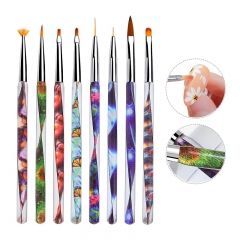 1 Pcs Colorful Crystal Acrylic Transparent Nail Art Brush For Drawing Carving Liner Painting Pens Multifunction Manicure Brushes 