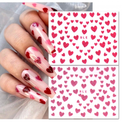 1 Pcs Valentine's Day Nail Sticker Wholesale Love Glitter Gold Silver Color Nail Decal Decorations