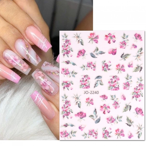 1 Pcs Nail Sticker 5D Transfer Spring Flower Glitter Decal Nail Art Decoration