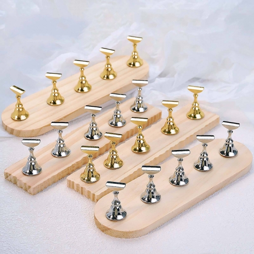 1Set Wood Color Nail Art Practice Display Board Tips False Nails Holder Showing Shelf Training Base DIY Manicure Tool