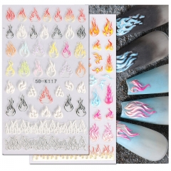 1Pcs Nail sticker Flame Fire Torch Light 5D Engraved Nail Stickers Art Decorations Nail Decals Design