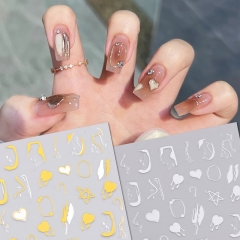 1Pcs Nail Sticker Heart Love Self-Adhesive Slider Nail Art Decorations Stars Decals Manicure Accessories