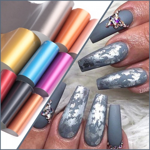 10Pcs/Set Nail Foil Nail Sticker Set Matte Gold Silver Color Nail Lace Design Gel Decal Star Paper Nail Decoration