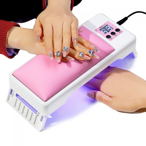 1Pcs Nail Hand Rest UV Light Digital Display Foldable Timer Quick Drying Manicure Hand Pillow Phototherapy Lamp 