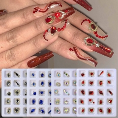 1Box Diamond Rhinestones 3D Nail Art Decorations Shiny Alloy Jewelry Fashion Design Manicure Ornaments