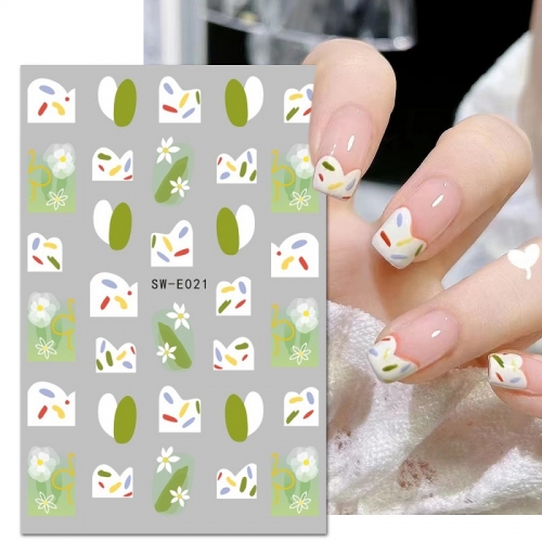 1 Pcs Lovely Star Cartoon Nail Sticker Summer Flower Love Soft Sugar Color Nail Sticker Art Decoration