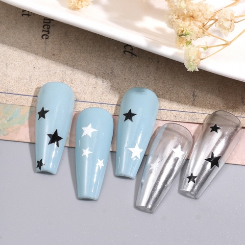 1Pcs Rose Gold Laser Star Nail Stickers 3D Manicure Decal Design Nail Decoration 