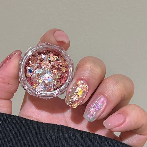 1jar Nail Art Color Chives Pink Nail Glitter Powder Sequins Powder Confetti Nail Sequin 