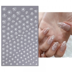 1Pcs White Nail Sticker Decal Long Leaves/Five Petaled Flower/ Nail Decoration Rose Nails Decal Sticker