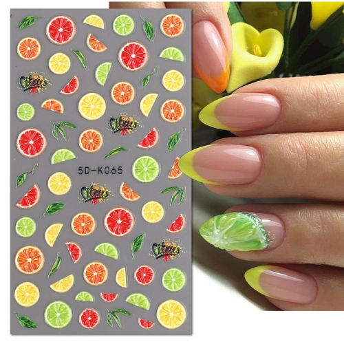 1Pcs Fruits Nail Art Stickers Summer Orange Lemon Watermelon Strawberry New DIY Decals Decorations For Nail Tips