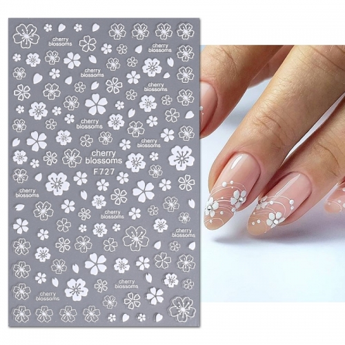 1Pcs Exquisite Nail Art Patch Smooth Easy Paste Ultra-Thin White Flower Fog Manicure Decal Nail Art Sticker Decorative