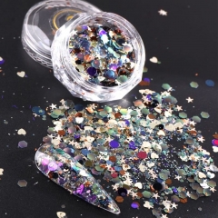 1jar Gradient Mermaid Flake Nail Glitter Hexagon Sequins Powder Manicure Nail Art Decoration Tips