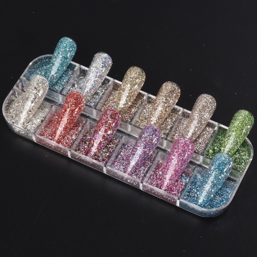 1box Summer Nail Platinum Powder Shiny Nail Art Glitter Mixed Color Shiny