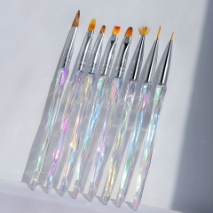 8Pcs/Set Nail Brush Painting Black Set Nail Pen Pink Art Tools Drawing Pen For Manicure Professional Salon Design