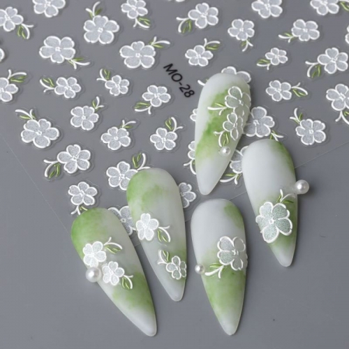 1Pcs 5D Flower Embossed Nail Art Sticker Cherry Blossom Petal Engraved Decals Manicure Sticker