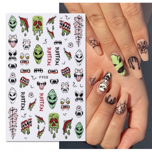 1Pcs Halloween Series Nail Sticker Pumpkin Lantern Skeleton Spider Vampire Decals For Nail Art DIY Decoration Tools