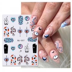 1Pcs Devil Eyes Flame Cartoon Heart Doodle Flower Graffiti Nail Art Stickers  