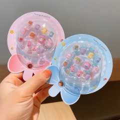 1Box Cute Cartoon Bear Cat Self Glue Children Little Girl Nail Tip Press on Nails for Kids with Bracelet