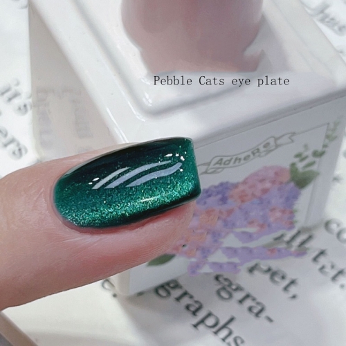 24pcs/set Cat Eye Press on Fake Nail Set Jelly Nails French Tips False Nails with Designs Nails Coffin