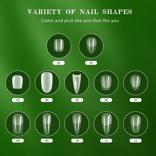 120Pcs/bag Ballet False Nail Fully Transparent Acrylic Nails Set Press on Nails Tips Mixed Size Faux Ongles Fantaisie