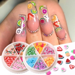 1wheel 3D Fruit Slice Sequin Nail Decoration Lemon Strawberry Polymer Clay Nails Art Accessories Manicure Design Ornaments