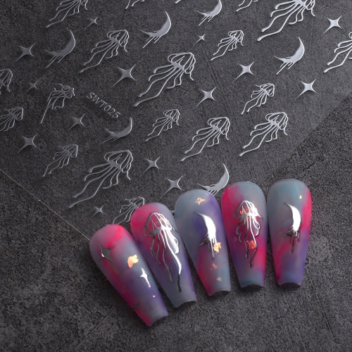1Pcs Nail Stickers Jellyfish Star Decals Adhesive Hot Stamping Manicure Nail Art Decorations