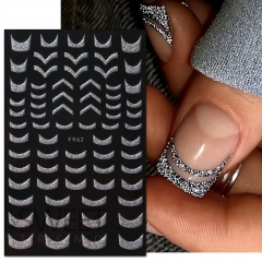 1 Pcs Nail Stickers 3D Metallic Curve Stripe Lines Heart Star Butterfly Nail Decals DIY Nail Art Decoration