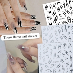 1 Pcs Thorns Flame Nail Stickers Summer Manicure Decals Nail Art Decorations Decor Tool 