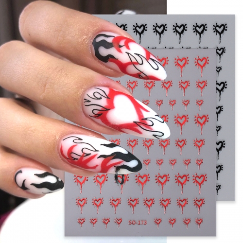1 Pcs Nail Stickers Blood Love Heart Nail Art Decorations Balloon Moon Nail Sticker Backglue
