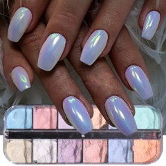 1box Nail Glitter Pigment Mirror Powder Super-fine Colorful Pearl Powder Nail Art Chrome Pigment Dust Tips Decoration DIY