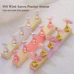 1set Magnetic Nail Holder Practice Display Stand Acrylic Crystal Showing Shelf Nail Art Tool 9Colors Nail Polish Display Stand