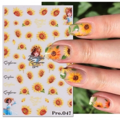 1 Pcs Small Wildflower Sunflower Daisy Nail Art Decal Adhesive Stickers Embossing Spring Summer Nail Sticker