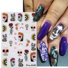 1 Pcs Embossed Nail Stickers Halloween Series Cartoon Nail Decorative Stickers Ins Nail Stickers