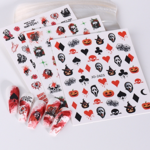 1 Pcs Cartoon Halloween Series Nail Stickers Ghost Pumpkin Beast Nail Art Decorations Sticker